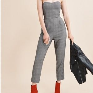 Dynamite Strapless Plaid Jumpsuit